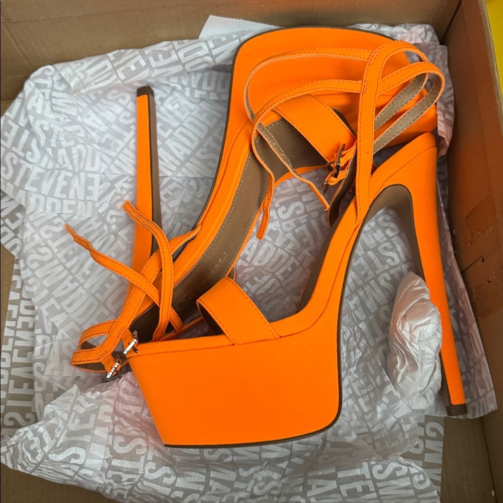 ASOS Design Luxe Neon Orange Platform sz 8